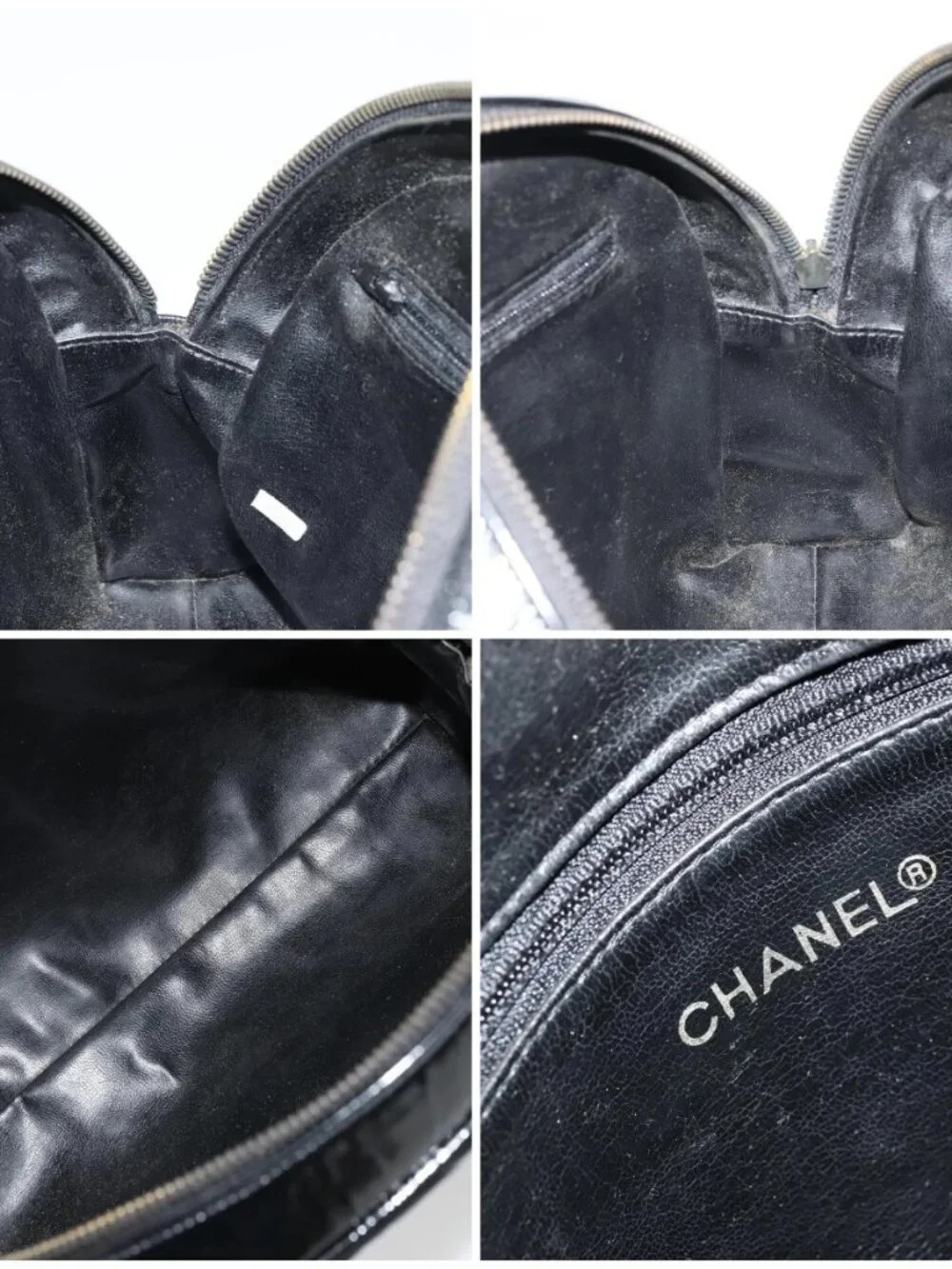 CHANEL Matelasse Chain Shoulder Bag Patent Leather Black Gold CC Auth YKZ1501